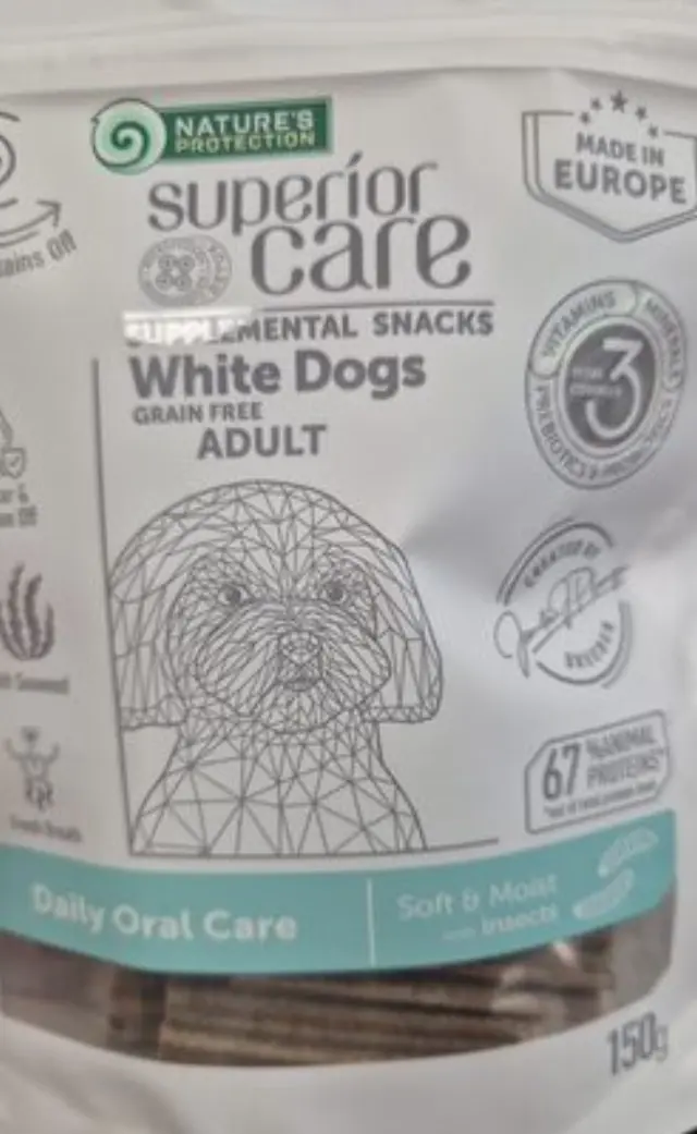 Nature's Protection Superior Care White Dogs Daily Oral Care Insect Λιχουδιές για τα Δόντια με Πρωτεΐνη Εντόμων 150gr