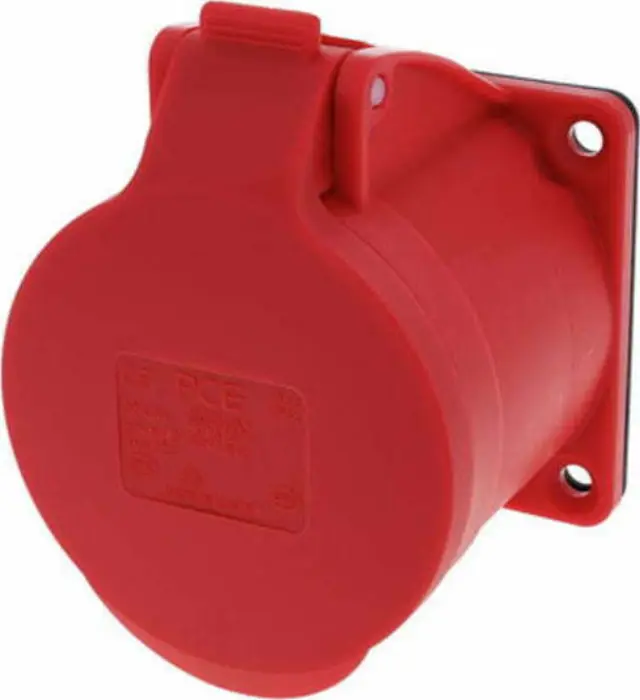 CEE-flanged socket straight (70x70mm) 32A 5p 6h IP44/IP54