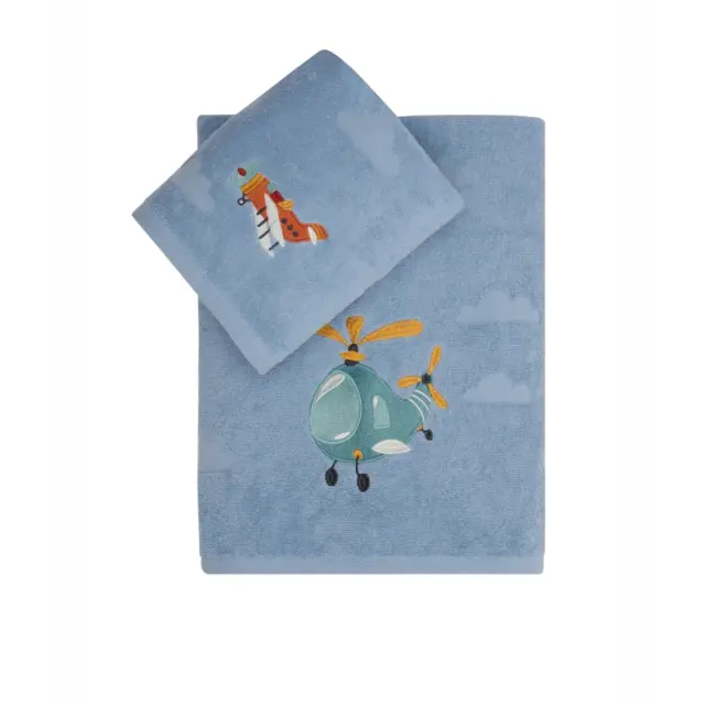 Σετ Βρεφικές Πετσέτες 2 Τεμαχίων Kentia Stefan Soft Blue 70x125,50x70