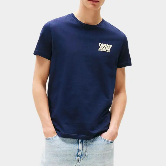 Tommy Hilfiger - Ανδρικό T-shirt με Λογότυπο DM0DM21863-C1G Μπλε - XL