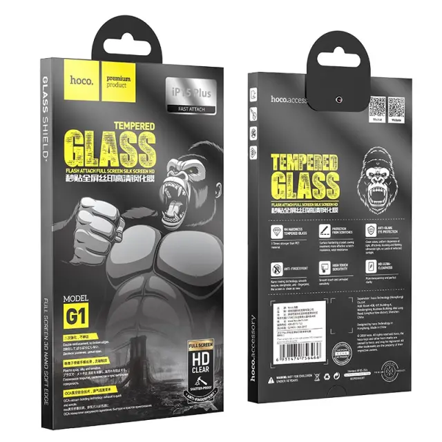 Tempered Glass Hoco Premium Series G1 0.33mm Flash Attach Full Silk Screen HD για Apple iPhone 16 Plus 15 Plus 2