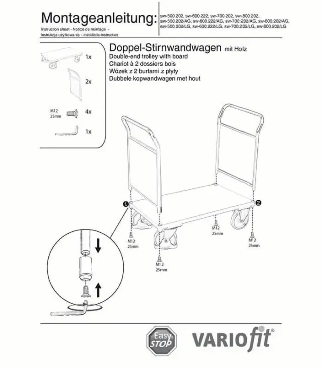 Variofit sw-600.222/AG Τρόλεϊ Μεταφοράς 2 Πλευρών για Φορτίο Βάρους ως 500kg 2