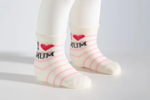 Socks Baby I Love Mum Εκρού