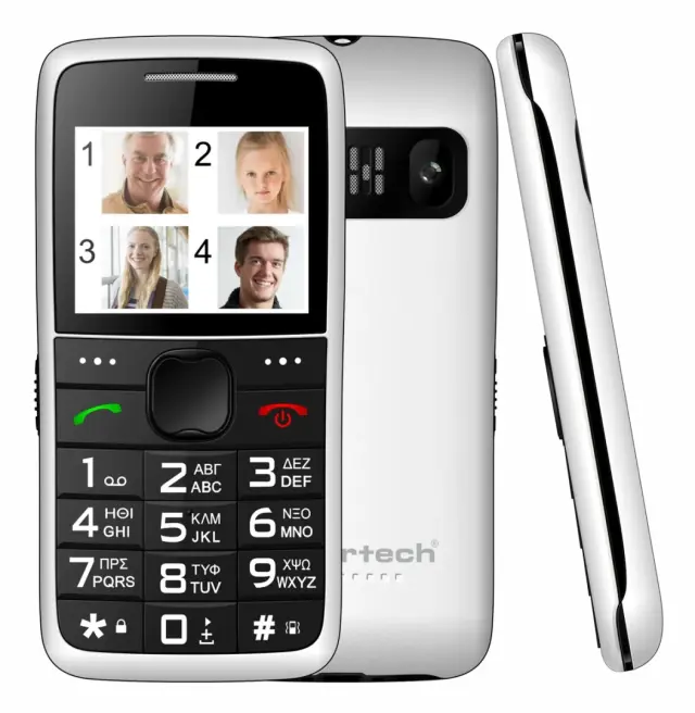 POWERTECH Sentry Eco V2 PTM-46 Κινητό Τηλέφωνο 2.2" Dual SIM με Μεγάλα Πλήκτρα, SOS, Ελληνικό Μενού, USB-C + Βάση Φόρτισης – Λευκό 2