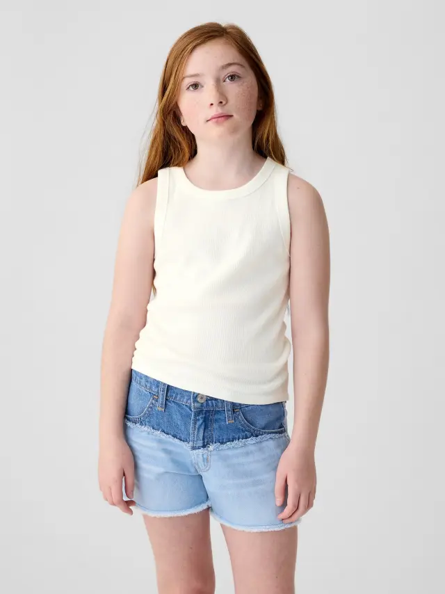 Άσπρο Παιδικό Rib Αμάνικο Τοπ new off white - XS