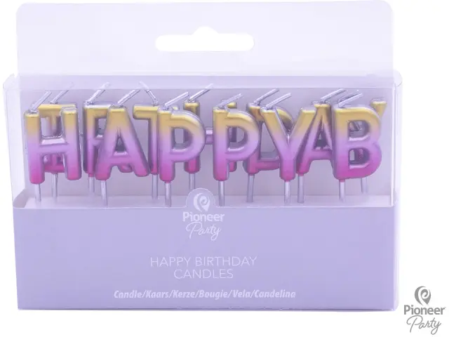 Κεριά Happy Birthday Rose Gold Ombre / 2.8 εκ - Ροζ Χρυσό & Λιλά