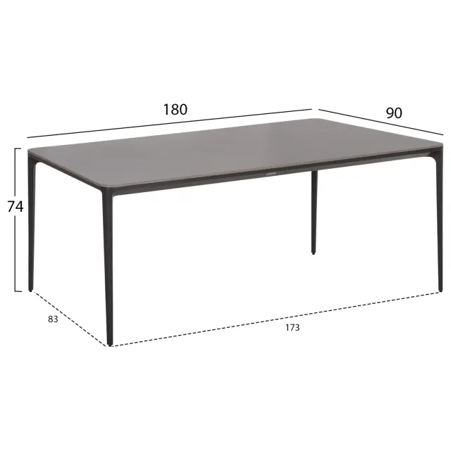 ΤΡΑΠΕΖΙ ΤΡΑΠΕΖΑΡΙΑΣ FB96557.01 ΓΚΡΙ ΑΛΟΥΜΙΝΙΟ & SINTERED STONE TOP 180x90x74Υεκ 2