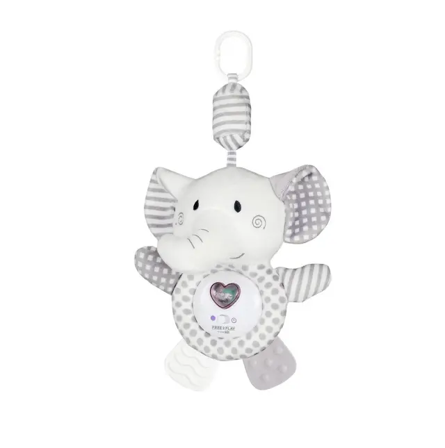 FreeOn παιχνίδι κρεμαστό με φως και μελωδίες My first soft Elephants White grey