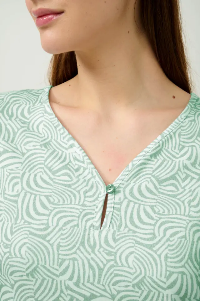 Χειμερινό Βαμβακερό Φούτερ Νυχτικό Vamp 23264 GREEN FROSTY 3