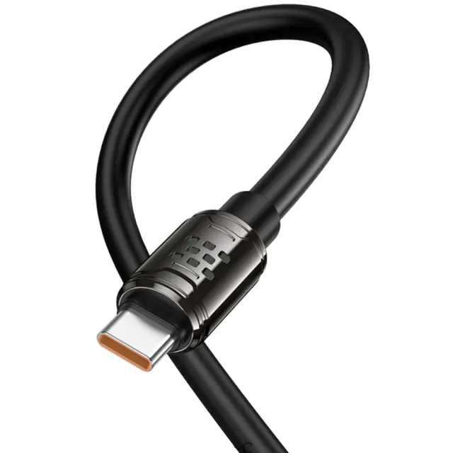 Καλώδιο Hoco U143 Joy USB-A σε USB-C Fast Charging 5A με Zinc Alloy Κονέκτορες RGB Φωτισμό και Ενισχυμένο PVC Anti-bend Καλώδιο Μαύρο 1.2m 3