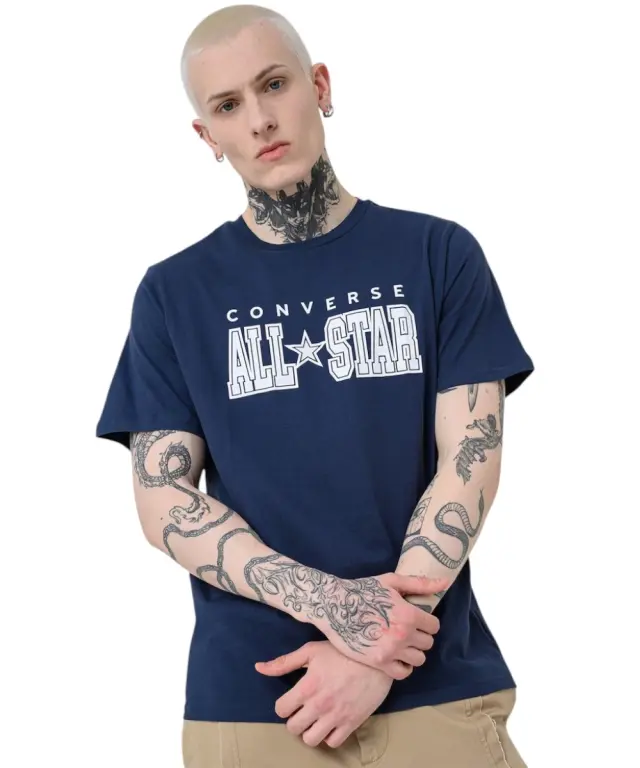 Converse - Ανδρικό T‑shirt All Star Tee CVM5T163-410 Μπλε - XS