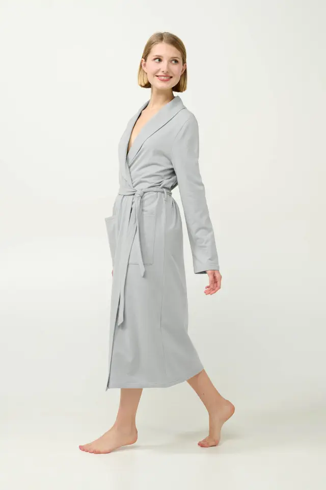 Γυναικεία Χειμερινή Ρόμπα Φούτερ Vamp 23265 GRAY SILVER