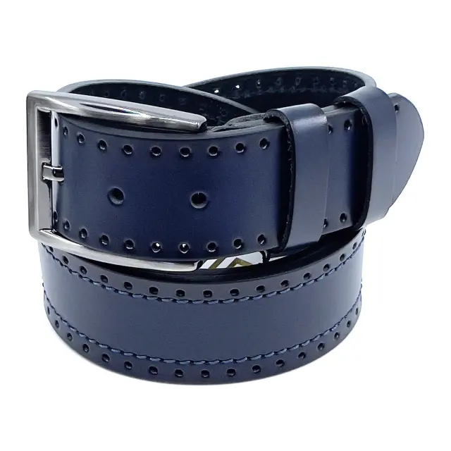 Μπλε Δερμάτινη Ζώνη Full Grain 4 cm - 135cm