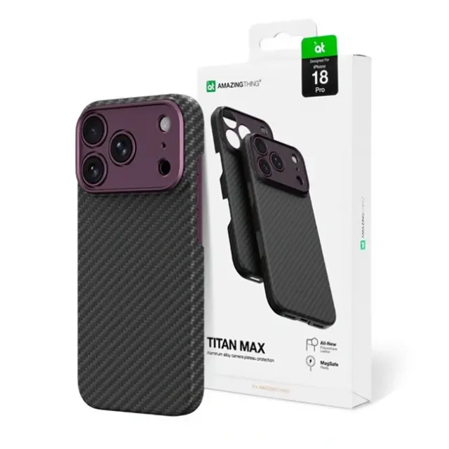Amazingthing Θήκη Κινητού iPhone 18 Pro Titan Max Lens MagSafe Purple