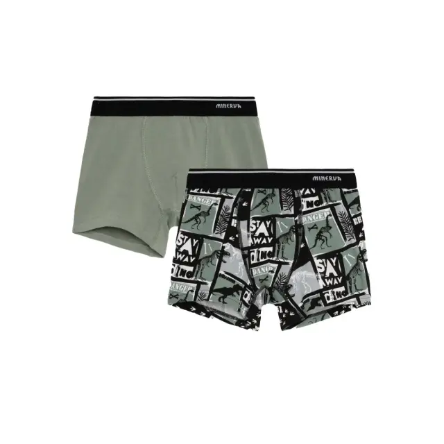Minerva Παιδικό Boxer Αγόρι Danger - Διπλό Πακέτο, Χρώμα Χακί-Μαύρο - 10 Y