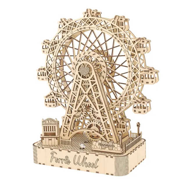 Mathv Wudworld DIY Mech Music Box / 3D Ξύλινη Κατασκευή Μουσικό Κουτί: Ferris Wheel 2