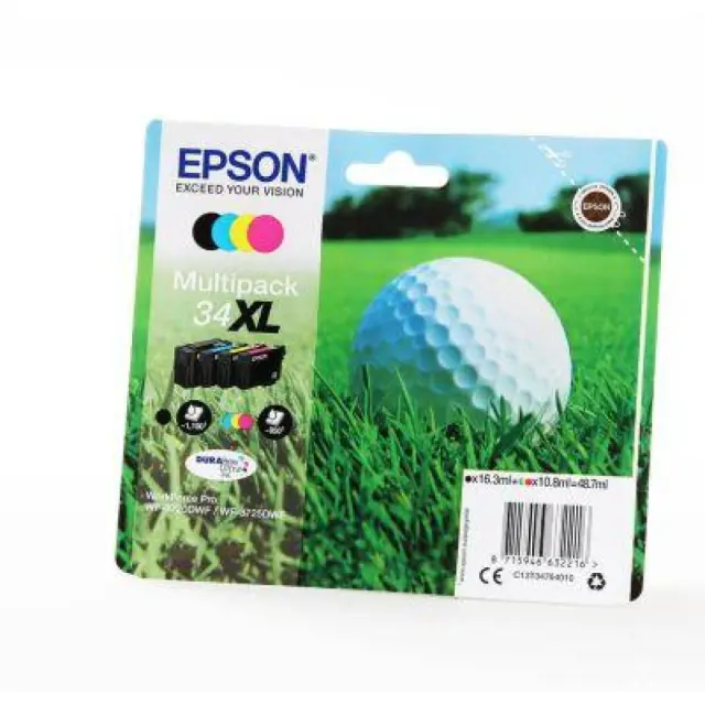 Epson 34XL Γνήσιο Πακέτο 4 Μελανιών Εκτυπωτή InkJet Κίτρινο / Κυανό / Ματζέντα / Μαύρο (C13T34764010)