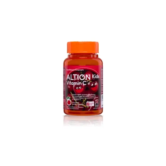 Altion Kids Vitamin C Συμπλήρωμα Διατροφής με 100% Φυσική Βιταμίνη C από Ασερόλα για Ενίσχυση του Ανοσοποιητικού Συστήματος - Γεύση Κεράσι, 60 ζελεδάκια