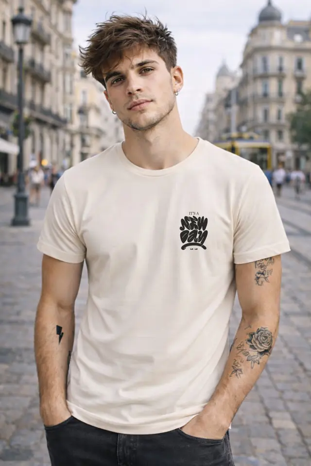 T-shirt Noshame® Off-white με τύπωμα New Day - 122436 - XXL