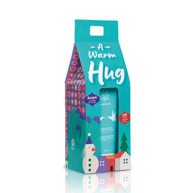 Garden A Warm Hug Festive Set με Ενυδατική κρέμα χεριών, 100ml & Δώρο ένα Ζευγάρι Μπλε Γάντια Αφής, 1 σετ 2