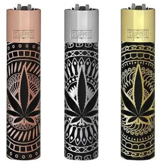 Clipper Αναπτήρας Μεταλλικός Μεγάλος - Leaves Premium