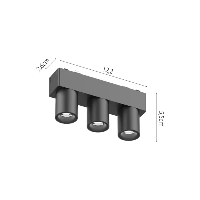 InLight Φωτιστικό LED 6W 3000K για Ultra-Thin μαγνητική ράγα σε μαύρη απόχρωση D:12,5cmX5,5cm (T03601-BL) 3