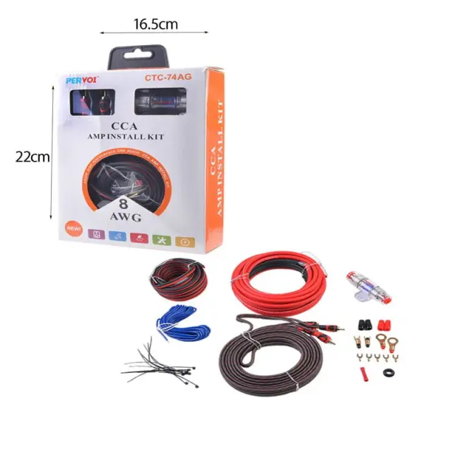 PerVoi Σετ Εγκατάστασης Ενισχυτή Ήχου Αυτοκινήτου 8AWG 1000W CTC-74AG - Amplier Installation Kit 014383 2