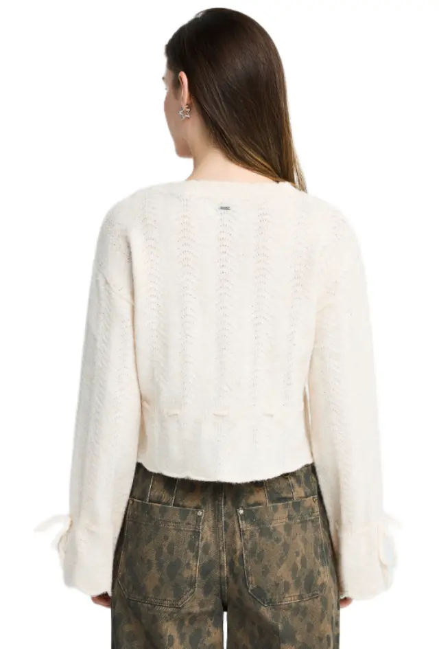 Funky Buddha γυναικεία πλεκτή ζακέτα pointelle FBL014-123-09-2 2