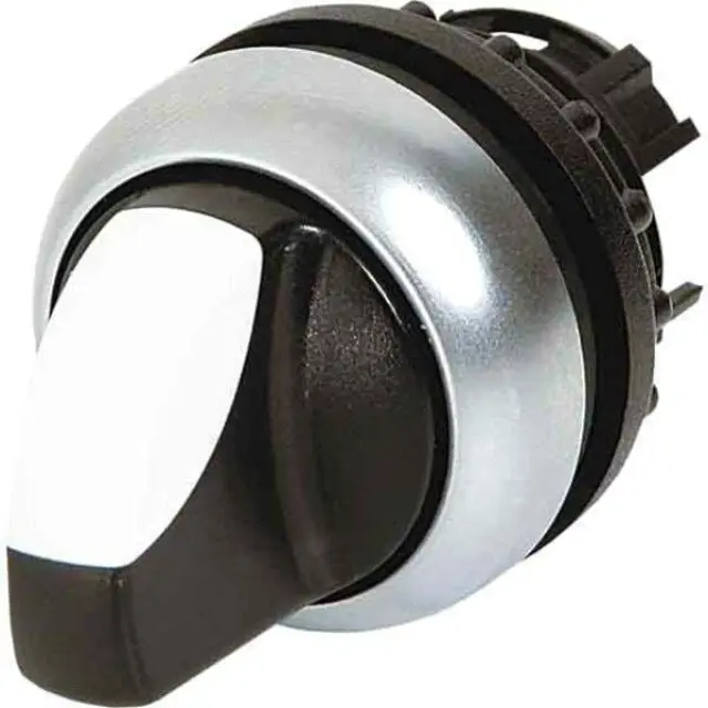 M22-WRLK3-W Illuminated selector switch actuator, RMQ-Titan, With thumb-grip, maintained, 3 positions, White, Bezel: titanium