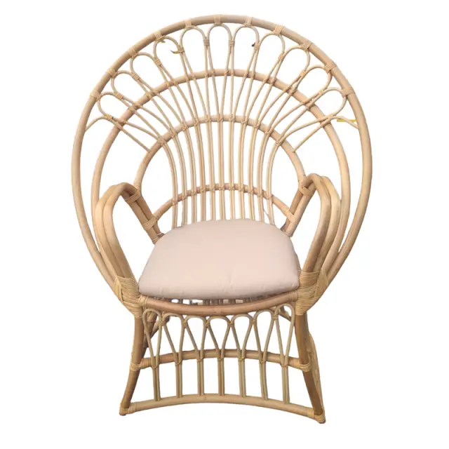 Πολυθρόνα Boloni Inart με μπεζ μαξιλάρι-φυσικό rattan 100x67x120εκ 2