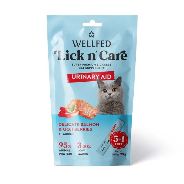 WellFed Lick n Care Urinary Aid Λιχουδιά για Γάτες με Σολομό & Goji Berries 90gr