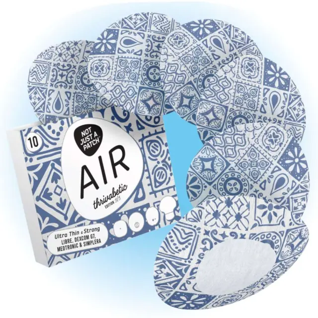 Not Just a Patch Air Thrivabetic Αδιάβροχο Αυτοκόλλητο για Αισθητήρες Freestyle Libre 2 Plus, Medtronic Guardian, Dexcom G7, Dexcom ONE+, Sibionics GS1 & Medtrum TouchCare Nano 10τμχ - Mediterranean Mosaic Blue