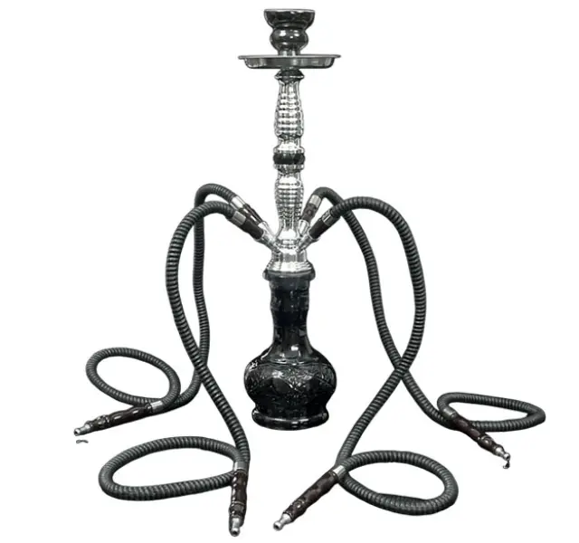 Ναργιλές Hookah Shisha Tower Black & Silver 4 Hoses - 53cm