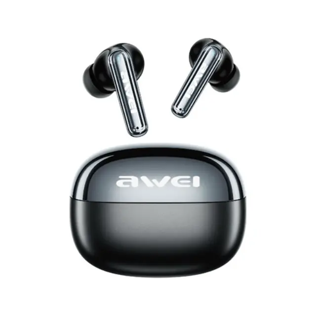 Awei T92 In-ear Bluetooth Handsfree Ακουστικά με Θήκη Φόρτισης Μαύρα