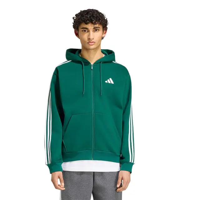 adidas Sportswear Men's 3Stripes Fleece Full-Zip Hoodie Πράσινο KZ1412 (adidas Sportswear)