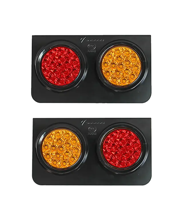 Φανάρι LED διπλό στεγανό κόκκινο / πορτοκαλί 12V/24V 2