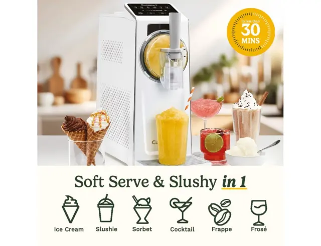 Παγωτομηχανή 6 σε 1 Cuisinart Slushy & Soft-Serve Maker ICE201E με 6 προγράμματα, ισχύ 170W και χωρητικότητα 1.6L - WhiteICE201E 3