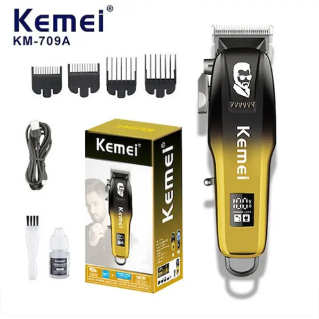 Kemei Επαναφορτιζόμενη Κουρευτική Μηχανή Χρυσή KM-709A