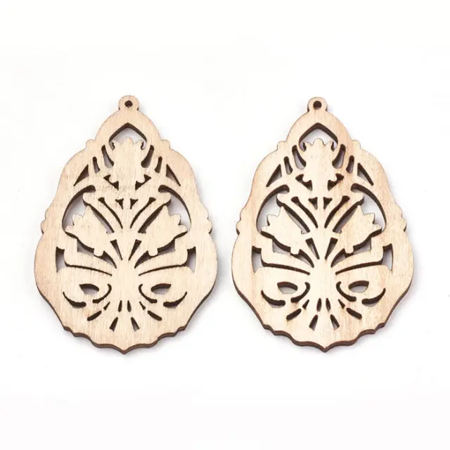 Ξύλινο Διακοσμητικό - Teardrop ~69x44x3mm - 10τεμ