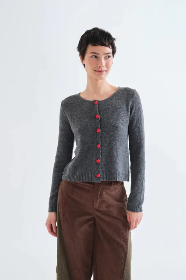 COMPANIA FANTASTICA KNITTED CARDIGAN (63C/10243 DARK GREY) - L