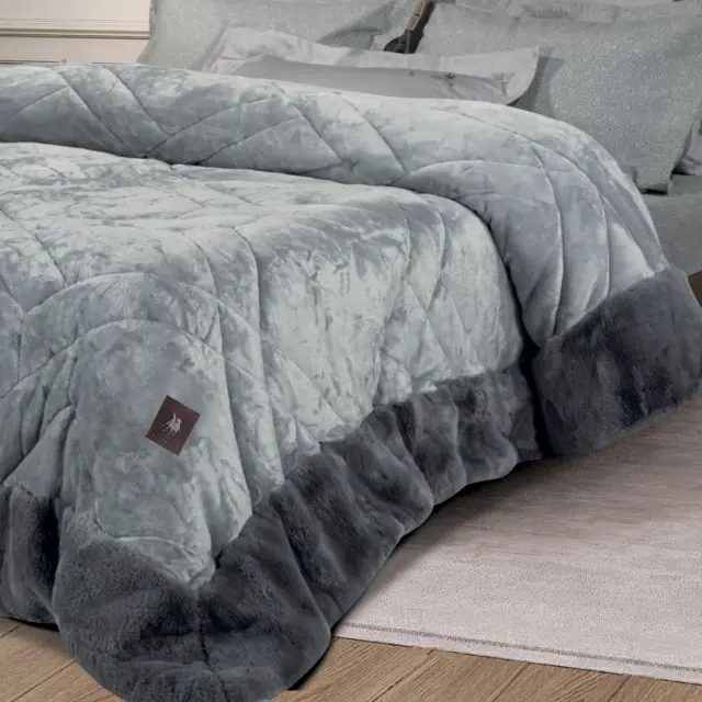 GREENWICH POLO CLUB ΚΟΥΒΕΡΤΟΠΑΠΛΩΜΑ RABBIT FAUX FUR PREMIUM 4460 GREY 2