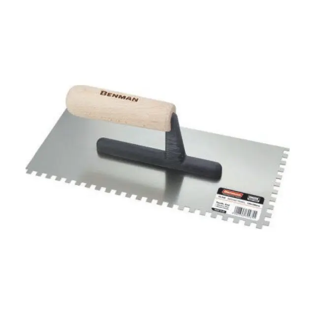 Benman 70938 - Σπάτουλα Πλακιδίων Inox 280x130mm με Τετράγωνο Δόντι 12x12mm και Ξύλινη Λαβή