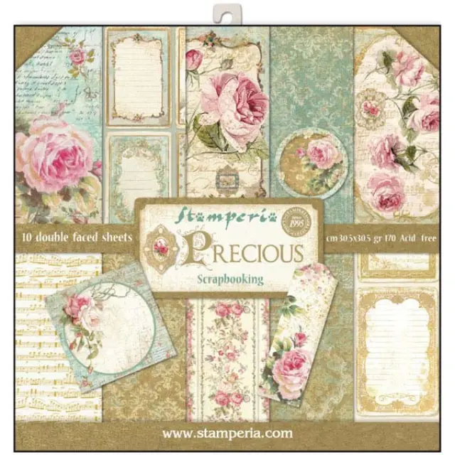 Σετ 10 Χαρτιά Scrapbooking Stamperia Διπλής Όψης - Precious Gift - 30x30cm