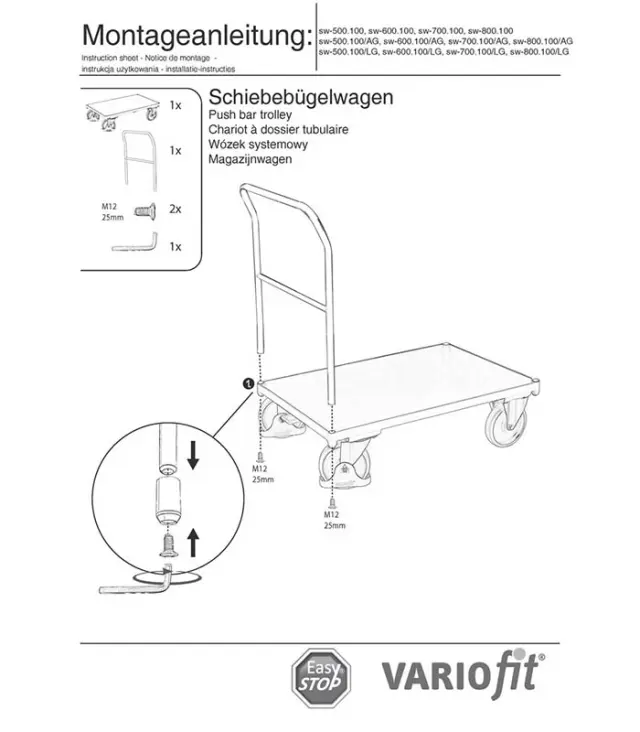 Variofit sw-500.100/AG Τρόλεϊ Μεταφοράς για Φορτίο Βάρους ως 400kg 2