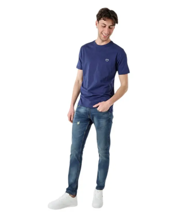 Baci & Abbracci - Ανδρικό T-shirt Crew Neck with Logo BAM3381-INDACO Μπλε - 2XL 3