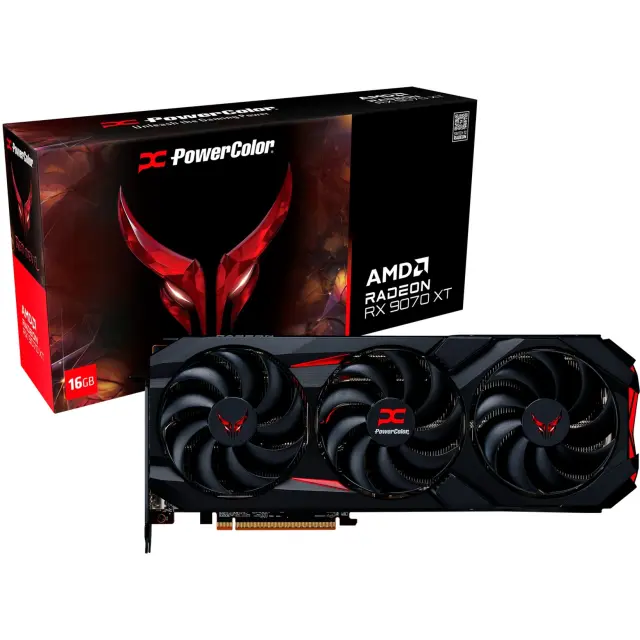 PowerColor Radeon RX 9070 XT Red Devil 16GB OC (black, RDNA4, GDDR6, 3x DisplayPort, 1x HDMI 2.1)