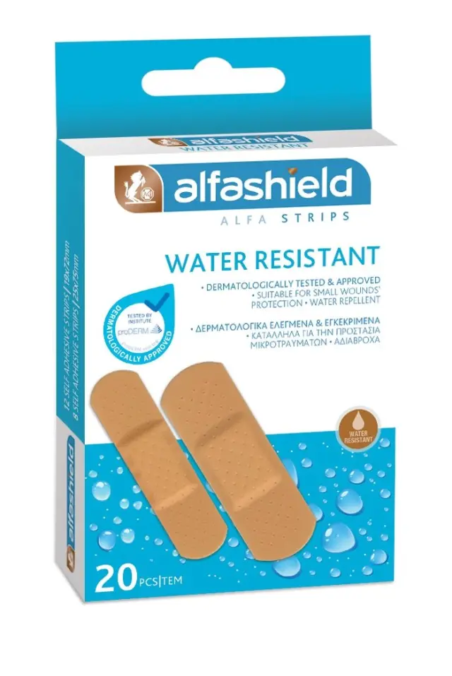 Alfashield Water Resistant Αυτοκόλλητα Επιθέματα Μικροτραυμάτων 2 Μεγέθη 20τμχ
