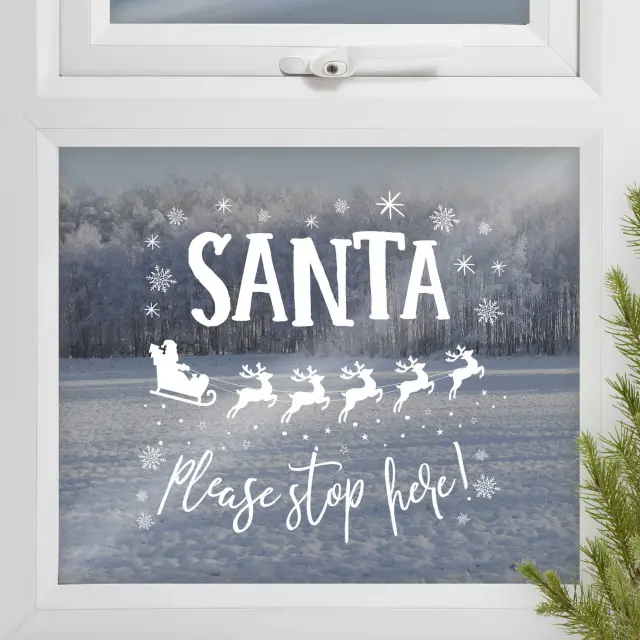 Διακοσμητικό Παραθύρου Santa Stop Here