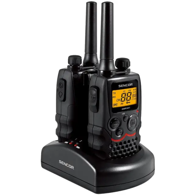 Walkie Talkie Sencor SMR 601 TWIN με 16 Κανάλια και Εμβέλεια έως 8 km. Περιλαμβάνει 8xAAA Μπαταρίες και Σταθμό Φόρτισης