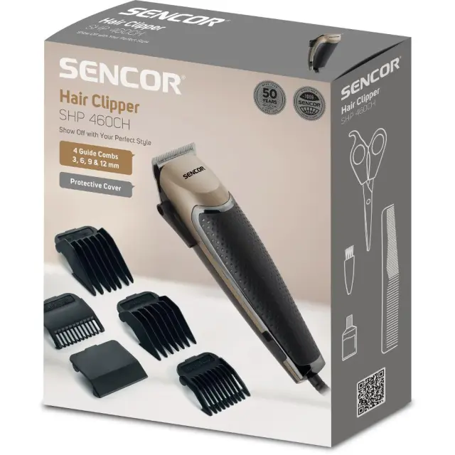 Κουρευτική Μηχανή Ρεύματος Sencor SHP 460CH με 4 Εξαρτήματα και Αθορύβη Λειτουργία Μαύρη 2